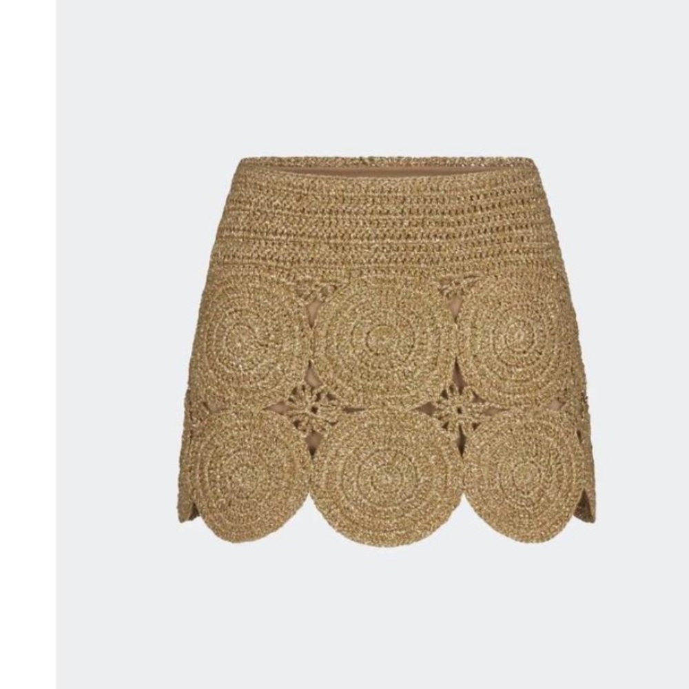 Simon Miller Gold Crochet Mini Skirt